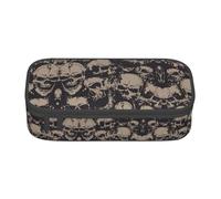 KAPPTYY Cool Retro Skull Graphics Original High Capacity Pencil Case, Big Pen Box Organizer Portatile Estetica Fornitura per Adulti, Nero , Taglia unica, Organizer per borse