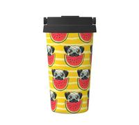 KAPPTYY Divertente tazza da caffè riutilizzabile con coperchio, in acciaio inox, con stampa di anguria, per bevande calde e fredde, regalo ideale