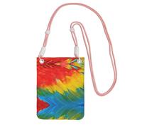 KAPPTYY Fantastica borsa per cellulare con stampa di piume di pappagallo, custodia universale per cellulare, adatta per qualsiasi telefono, rosa