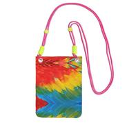 KAPPTYY Fantastica borsa per cellulare con stampa di piume di pappagallo, custodia universale per cellulare da esterno, adatta per qualsiasi telefono