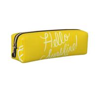 KAPPTYY Goodlooking Hello Sunshine - Astuccio in pelle per la scuola, con cerniera, grazioso astuccio per penne per ragazzi e ragazze, forniture per il rientro a scuola, Oro, Taglia unica, Astuccio