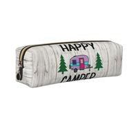 KAPPTYY Happy Camper Printing School Astuccio in pelle con cerniera, grazioso astuccio per penne per ragazzi e ragazze, forniture per il rientro a scuola, Oro, Taglia unica, Astuccio per trucchi