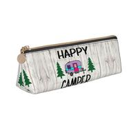 KAPPTYY Happy Camper School - Astuccio portapenne con ampia apertura, leggero, spazioso, con cerniera, bianco, Taglia unica, Organizer per borse
