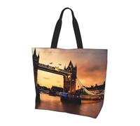 KAPPTYY I Love London - Borsa a tracolla da donna, con stampa, grande, riutilizzabile, alla moda, per viaggi e shopping