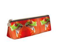 KAPPTYY Red Eyes Tree Frogs School - Astuccio per matite con ampia apertura, leggero, spazioso, astuccio per matite con cerniera, bianco, Taglia unica, Organizer per borse
