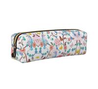 KAPPTYY Romantico astuccio in pelle fantasia floreale con stampa di farfalle e uccelli con cerniera, grazioso astuccio per penne per ragazzi e ragazze, forniture per il rientro a scuola, Oro, Taglia