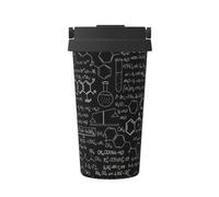 KAPPTYY Tazza da caffè riutilizzabile con coperchio con illustrazione astratta e scienza chimica, stampa 3D, alla moda, in acciaio inox, per bevande calde e fredde, regalo ideale