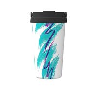 KAPPTYY Tazza da caffè riutilizzabile con coperchio, design anni '90, alla moda, in acciaio inox, per bevande calde e fredde, regalo ideale