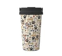 KAPPTYY Tazza da caffè riutilizzabile con coperchio, in acciaio inox, con stampa di ossa di cane, per bevande calde e fredde, regalo ideale
