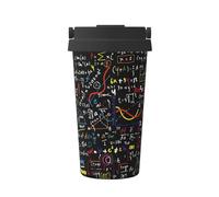 KAPPTYY Tazza da caffè riutilizzabile con coperchio, in acciaio inox, con stampa matematica, per bevande calde e fredde, regalo ideale