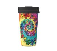 KAPPTYY Tazza da caffè riutilizzabile con coperchio, motivo orso del Ringraziamento che balla, tazza da caffè alla moda in acciaio inox per bevande calde e fredde, regalo ideale