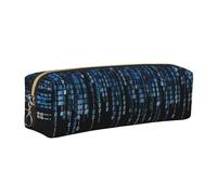 KAPPTYY The Blue Binary Printing - Astuccio in pelle con cerniera, grazioso astuccio per penne per ragazzi e ragazze, forniture per il rientro a scuola, Oro, Taglia unica, Astuccio per trucchi
