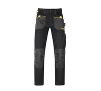 Kapriol Slick Pantalone da Lavoro in Jeans Nero Multitasche Rinforzo Posteriore a Fondo Gamba Tasca Portaginocchiere Elastico in Vita