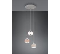 KAPRUN SOSPENSIONE CROMATA CON 3 PARALUMI GRIGIO-BIANCO-MARRONE D. 29CM ATTACCO E14