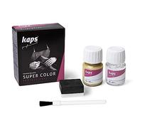 Kaps Tinta Super Color + Preparatore (25 ml ognuno), Colorante Professionale per Pelle Naturale, Tela, Ecopelle, Nutre e Ripara le Scarpe in Pelle (405 - Oro)