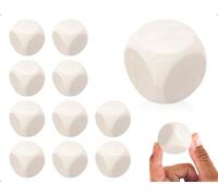 KAPSING 10 pezzi di dadi in legno, dadi artigianali in legno a sei facce vuoti e non verniciati, usati per giochi da tavolo fai da te, arti e mestieri, casa, bar, campeggio (30 mm)