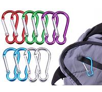 KAPSING 10 pezzi Mini moschettone portachiavi a molla Moschettone piccolo per campeggio viaggi escursioni (3,5 x 40 mm, 5 colori)