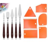 KAPSING 11pcs Acrylic Painting Spatula and Palette Knife Set, 5pcs Oil Painting Palette Knife and 6pcs Notched Texture Paste Spatula