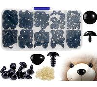 KAPSING 135 Pezzi nasi e Occhi di Sicurezza per Animali all'Uncinetto 6/8/9/10/12 mm Occhi a Bottone da Cucire con rondelle per Bambole Occhi Naso