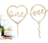 KAPSING 2 Pezzi Cake Topper in Legno, Decorazione Torta 1° Compleanno, Wild One Topper, Cupcake Toppers per Baby Shower