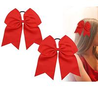 KAPSING 2 Pezzi Fiocco di Capelli Grandi Rossi, Legami per Coda di Cavallo, 19cm Cheerleader Decorazione Copricapo