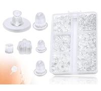 KAPSING 600 Pezzi Fermagli per Orecchini in Silicone, Chiusura a Bottone, Fermagli per Orecchie in Gomma Trasparente, Fermagli per Orecchini Morbidi con Scatola