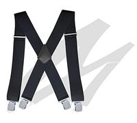KAPSING bretelle per uomo nero, 5cm bretelle uomo extra forte, 4 forti clip in metallo, ampio elastico posteriore X e bretelle regolabili taglia unica