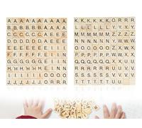 KAPSING Confezione da 200 lettere in legno, lettere dell'alfabeto in legno, lettere di scarabeo, puzzle in legno dalla A alla Z, per bambini, lettere per giocare, educazione dei bambini, giocattoli