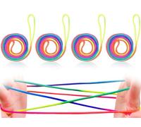 KAPSING Confezione da 4 giochi con le dita, gioco con le dita, gioco con le dita per bambini, corda arcobaleno da 1,6 m x 3 mm, gioco con le dita, gioco con le dita, piccolo regalo