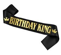 KAPSING Fascia per Compleanno del Re Compleanno, Decorazione per Compleanno Fascia per Compleanno Uomo, Fascia per Ragazzo Nera, Striscione per Re Compleanno, Decorazioni per Feste di Compleanno