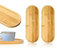 KAPSING Grande Vassoio di Legno Rotondo Deco 28x10cm in Bambù per Sottobicchieri, Piante in Vaso, Frutta e Torta al Caffè