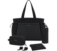 Kapten & Son Shopper Hellvi Diaper Set da 25 l, borsa fasciatoio con fissaggio a passeggino e valigia, inclusa borsa da trucco, fasciatoio e portabottiglie isolato, all black, 25 L