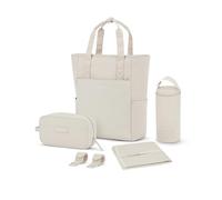 Kapten & Son Lindby Diaper Set 12 l, zainofasciatoio 2 in 1 e borsa con fissaggio per carrozzina e valigia, inclusa borsa da trucco e portabottiglie isolato, sabbia