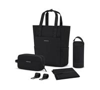 Kapten & Son Lindby Diaper Set 12 l, zainofasciatoio 2 in 1 e borsa con fissaggio per carrozzina e valigia, inclusa borsa da trucco e portabottiglie isolato, all black