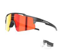 KAPVOE Occhiali da Ciclismo Polarizzati con 3 Lenti Intercambiabili TR90 - Sportivi Uomo e Donna, Ideali per Bici da Corsa, MTB e Montagna - Protezione UV400 01 Rosso Nero