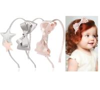 KAQILE - Fasce per capelli in seta per ragazze e bambini, con paillette, con fiocco, glitter Alice con stella a cuore per fasce