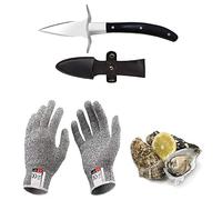 Kaqisen Oyster Knife Oyster Shuck Set Oyster Opener Resistente al taglio e guanti per cozze o formaggio a pasta dura Manico in legno adatto Acciaio inossidabile (Grande/L)