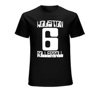KAQlMAO Mens Movie Tshirt - Houston 6 Rollerball Team Retro T Shirt 70'S CultdarkCasual Round Neck T Shirt Black XXL