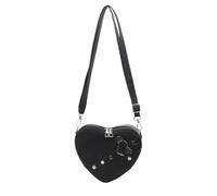 KAQNTUD Borsa a tracolla a forma di cuore con borchie, in pelle, per ragazze e donne, Nero