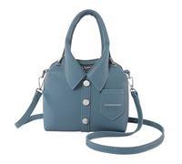 KAQNTUD Borsa a tracolla da donna alla moda, in pelle PU, a forma di camicia, con cerniera e maniglia superiore, per viaggi nel tempo libero, Blu