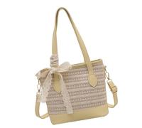 KAQNTUD Borsa a tracolla da donna Borsa alla moda Secchio di paglia Semplice Messaggeri Grande Capacità Crossbody per le donne quotidiane Secchio Spalla di paglia Bella Crossbody Spiaggia, Giallo, One