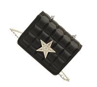 KAQNTUD Borsa a tracolla da donna elegante con catena quadrata in pelle PU incontri Star Messenger, Nero , Taglia unica