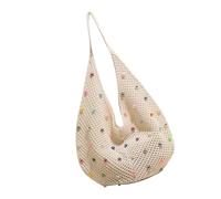 KAQNTUD Borse da spiaggia da donna borsa a tracolla all'uncinetto borsa alla moda con perline colorate borsa estetica ascella borse a maglia per viaggi, bianco, Taglia unica