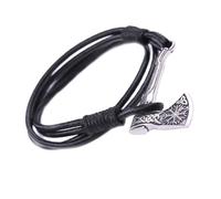 KAQNTUD Bracciale da uomo in pelle con ciondolo a forma di ascia che simboleggia forza e coraggio, gioiello alla moda per i trendsetter, As show