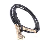 KAQNTUD Bracciale da uomo in pelle con ciondolo a forma di ascia che simboleggia forza e coraggio, gioiello alla moda per i trendsetter, As show