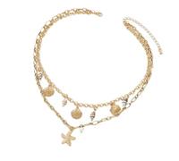 KAQNTUD Estati Vacanza Gioielli Set Shell Collana Pendente 5 Stili Moda Catena Impilabile Per Accessori Collana Alla Moda Per Le Donne, Misura unica, come descritto, come descritto