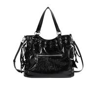 KAQNTUD Grande borsa ascellare borchiata borse a tracolla per le donne in pelle PU borsa bowling borsa a tracolla con tracolla regolabile, Nero , Taglia unica