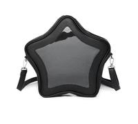KAQNTUD Itabag - Borsa a tracolla per studentessa giapponese, grande capacità, trasparente, a forma di stella, in pelle sintetica PU, Nero