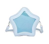 KAQNTUD Itabag - Borsa a tracolla per studentessa giapponese, grande capacità, trasparente, a forma di stella, in pelle sintetica PU, Blu