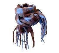 KAQNTUD Sciarpa calda ispessita Buone Sciarpe Lussuoso Lattice Fazzoletto da collo per uomini e donne con nappe Dettaglio Nappe Moda Avvolgere, Blu e marrone., Taglia unica